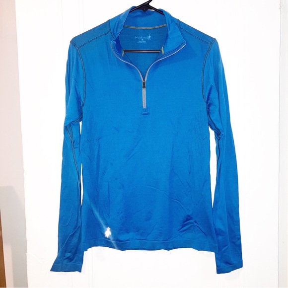 Smartwool lightweight cobalt bright blue base layer 3/4 zip size medium - Picture 1 of 7
